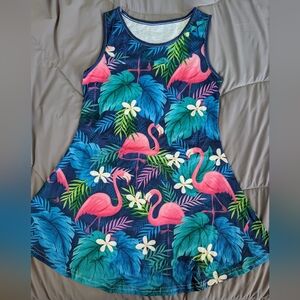 Pretty tropical print Girl's Casual Dress, Size 5-6 years